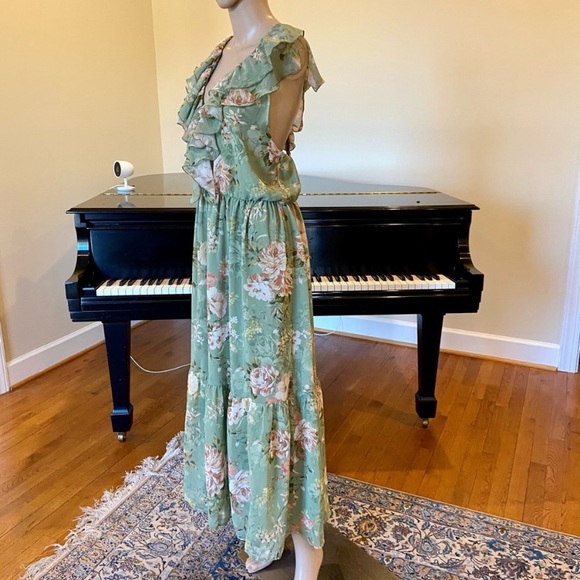 NWT Minimalist Zara Bohemian Ruffled Floral Print Midi Dress - Picture 12 of 16